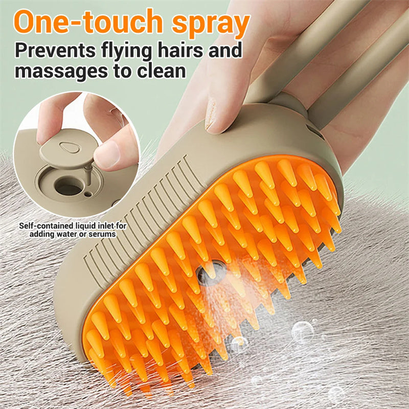 3-in-1 Steam Pet Brush – Electric Cat & Dog Grooming Comb