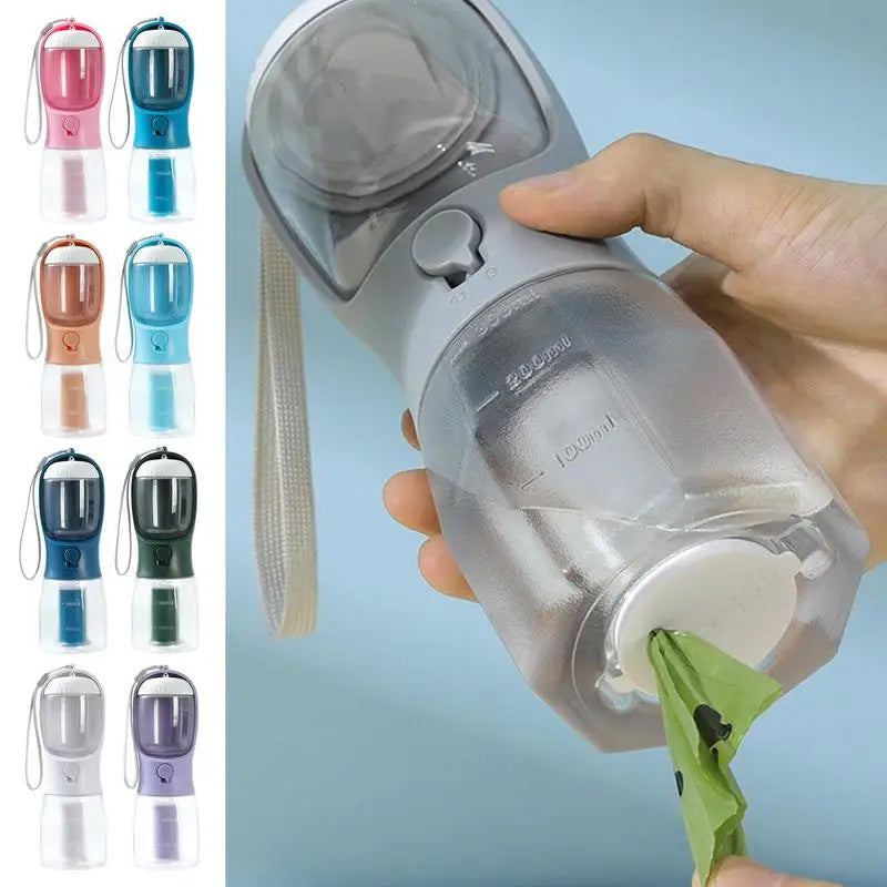 3-in-1 Dog Water Bottle with Food & Waste Bag Holder
