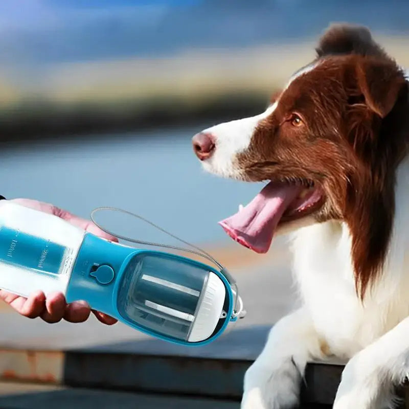 3-in-1 Dog Water Bottle with Food & Waste Bag Holder
