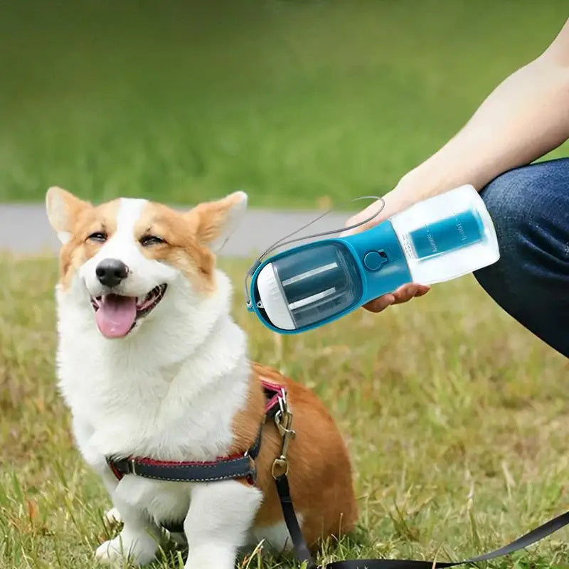 3-in-1 Dog Water Bottle with Food & Waste Bag Holder