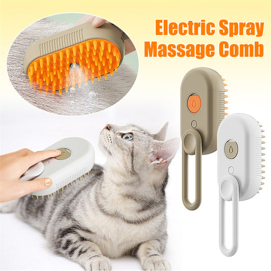 3-in-1 Steam Pet Brush – Electric Cat & Dog Grooming Comb