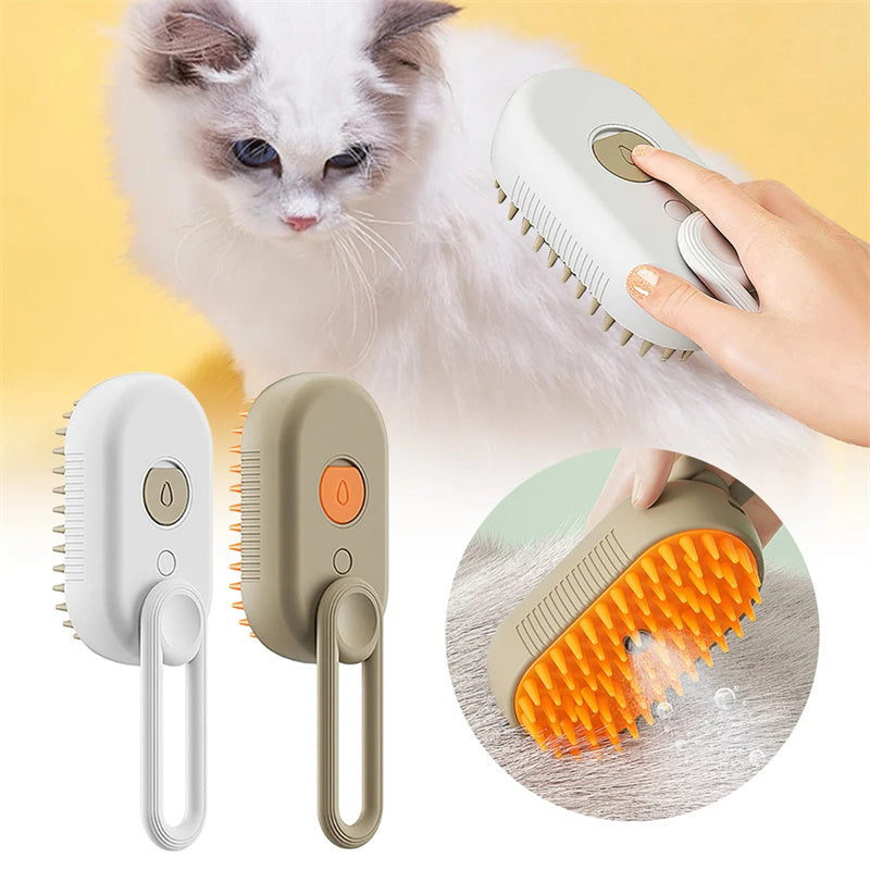 3-in-1 Steam Pet Brush – Electric Cat & Dog Grooming Comb