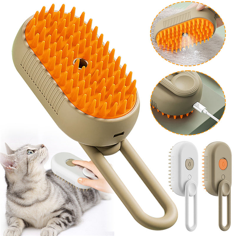 3-in-1 Steam Pet Brush – Electric Cat & Dog Grooming Comb