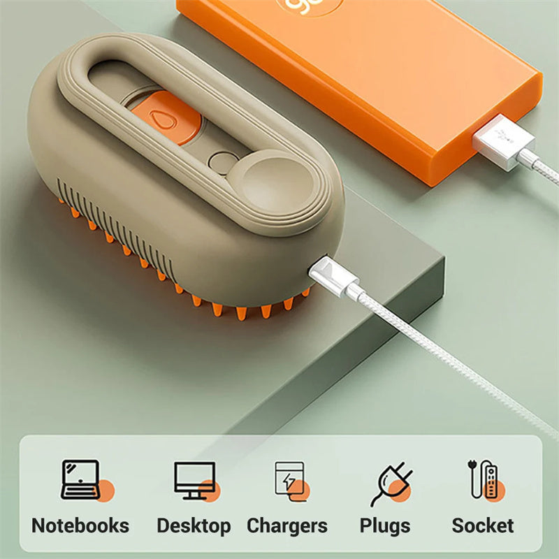 3-in-1 Steam Pet Brush – Electric Cat & Dog Grooming Comb