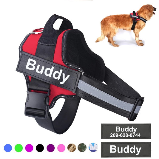 No-Pull Dog Harness – Reflective Adjustable Vest with Custom Patch